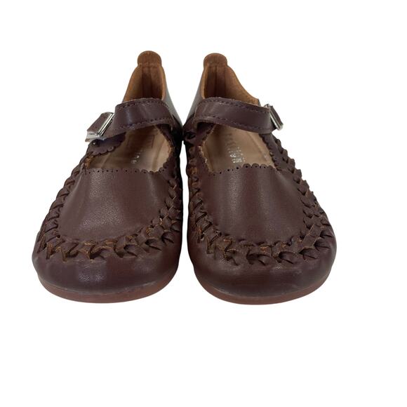 Fashion Brand Easy Fasten Perforated Brown Mary Jane Flats Girls 31 / US 13 - Picture 4 of 8